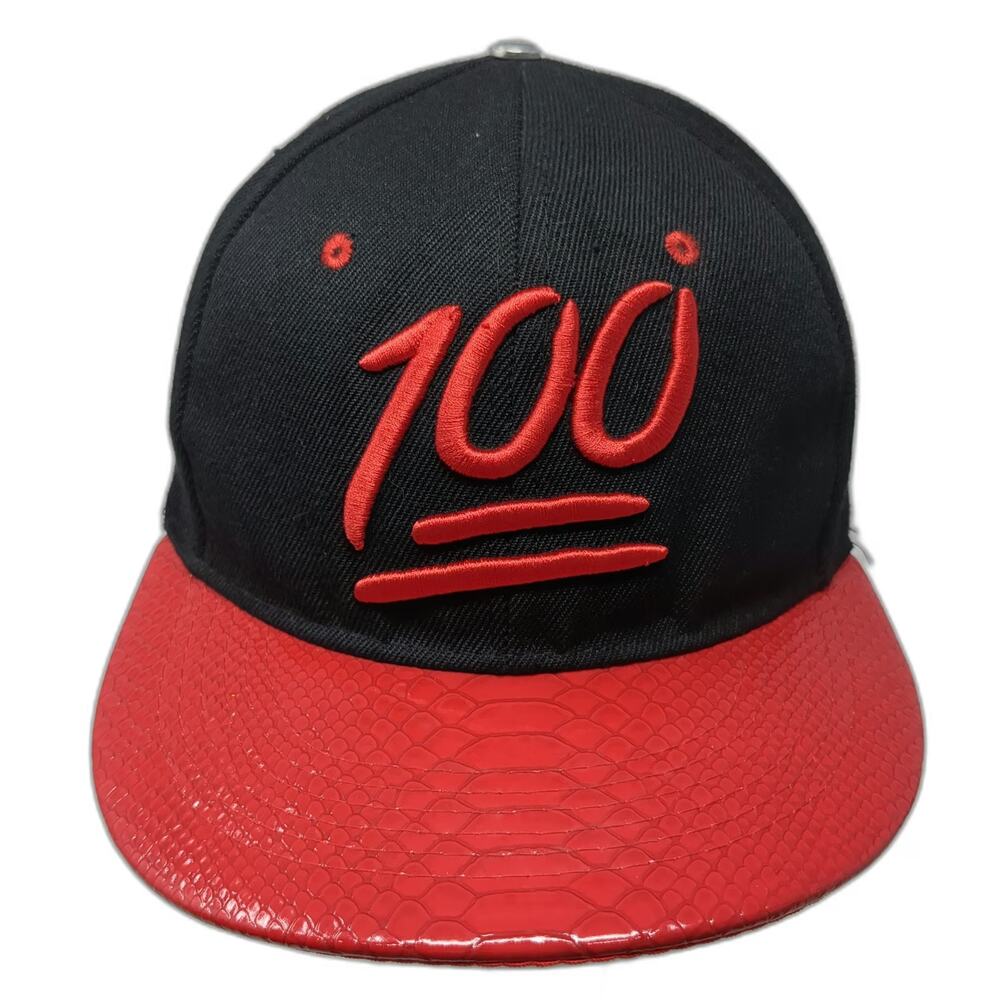 New League Snapback Hat Black Red One Size Snakeskin Brim 100 Emoji Embroidery